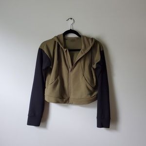 GYMSHARK | Army Green & Black Cropped Hoodie Jacket | S